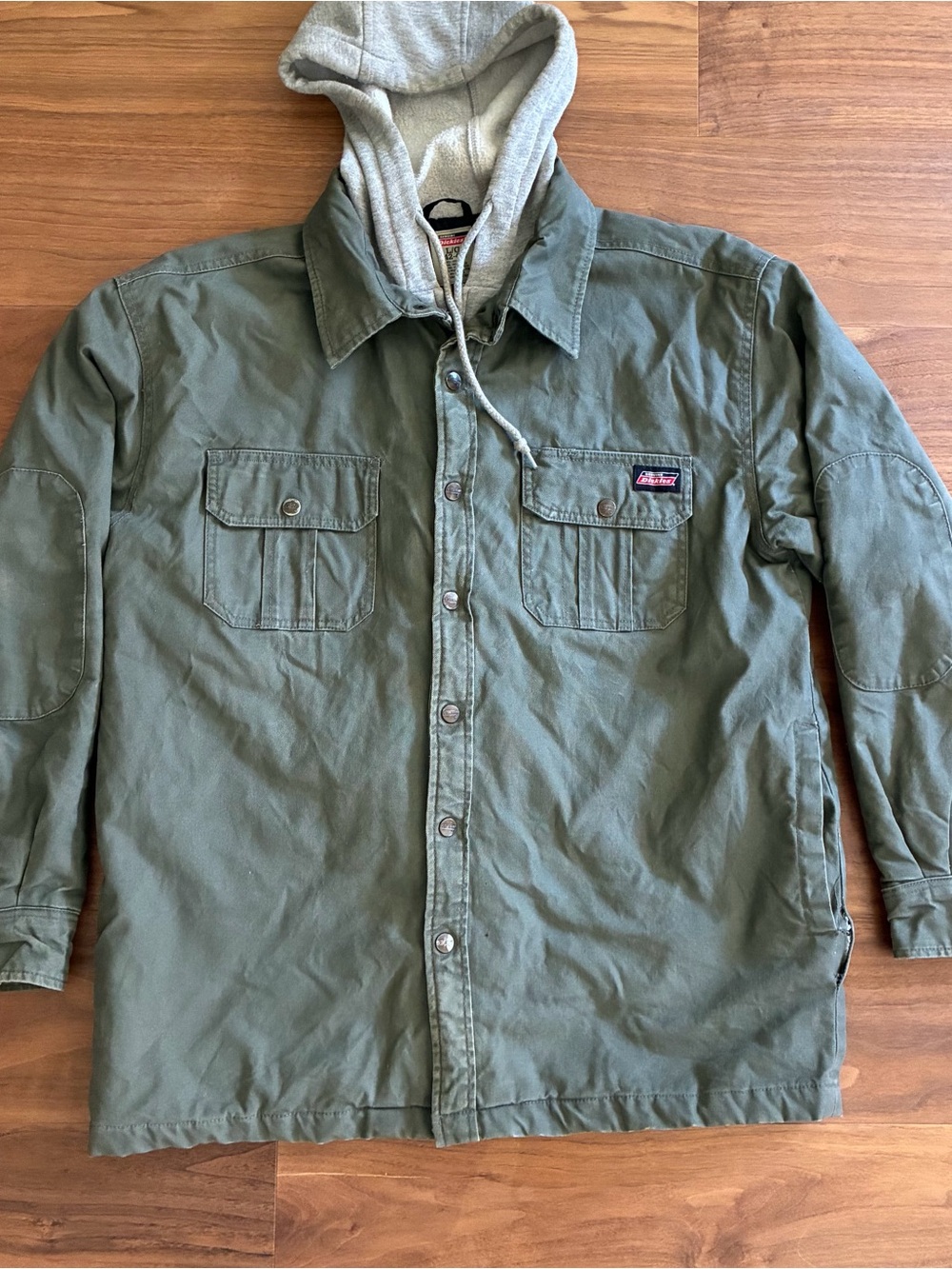 Dickies Men’s Large Olive Green Hooded Quilted Workwear Jacket